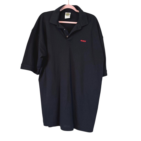 Round Trip Other - High Quality Recycled Cotton Polyester‎ Blend 90s Vintage Black Golf Polo 2XL